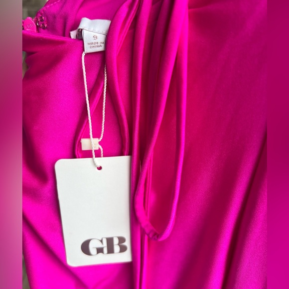 🆕🌸GB Hot Pink Ruched Satin Prom Wedding Party Maxi Dress Evening Size 9 - Picture 16 of 17